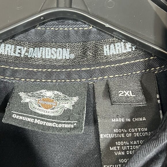 HARLEY DAVIDSON Classic Eagle EMBROIDERED Garage Shirt Men’s 2XL Long Sleeve - Picture 11 of 14